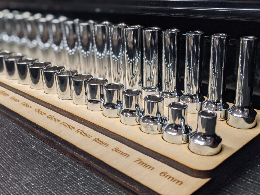 custom laser engraved socket organizer