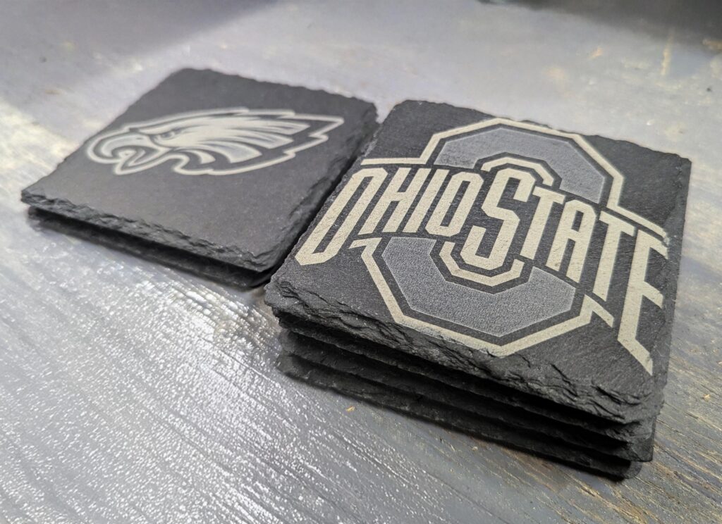custom laser engraved slate coaster with custom logo