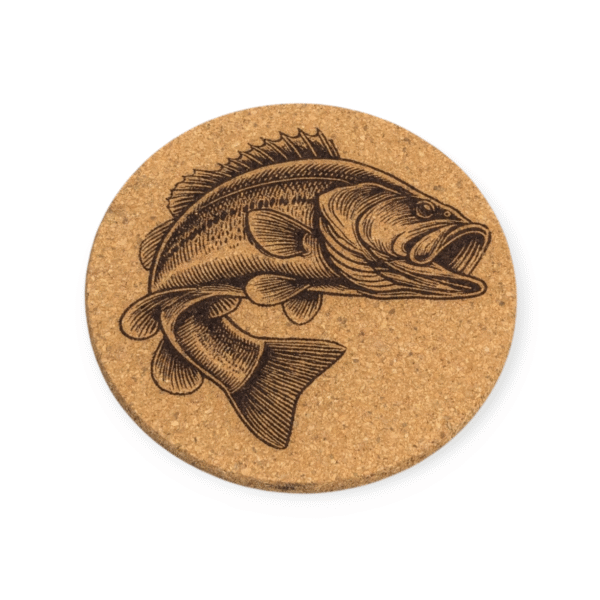 laser engraved cork coaster fish