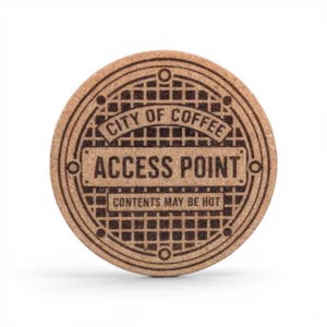 City of Coffee Manhole Cover | 4pk Cork Coasters | GL Original Designs