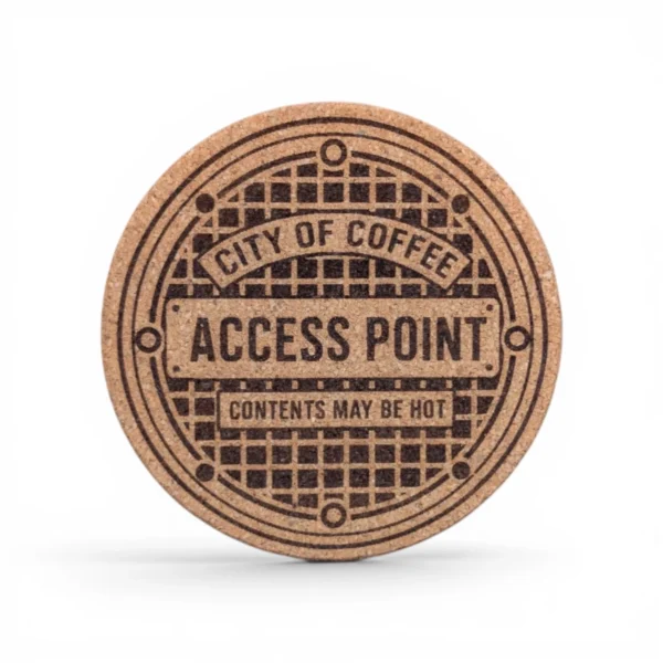 City of Coffee Manhole Cover | 4pk Cork Coasters | GL Original Designs