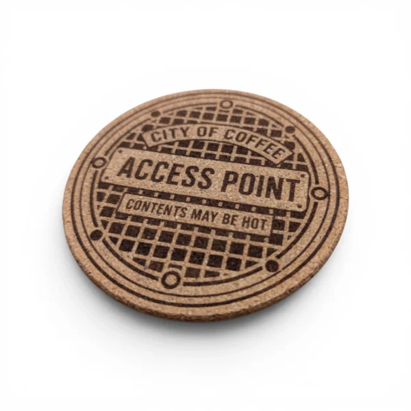 City of Coffee Manhole Cover | 4pk Cork Coasters | GL Original Designs