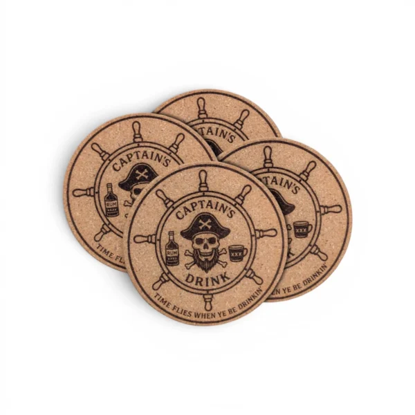 Captain's Drink | 4pk Cork Coasters | GL Original Designs