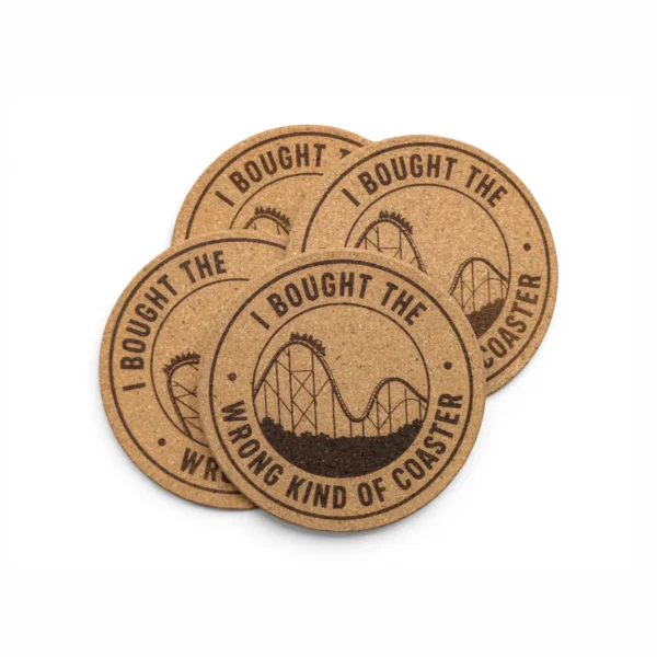 Wrong Kind of Coaster | 4pk Cork Coasters | GL Original Designs
