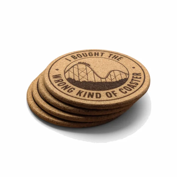 Wrong Kind of Coaster | 4pk Cork Coasters | GL Original Designs